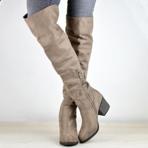 BRAND NEW Taupe Faux Suede Knee Boot